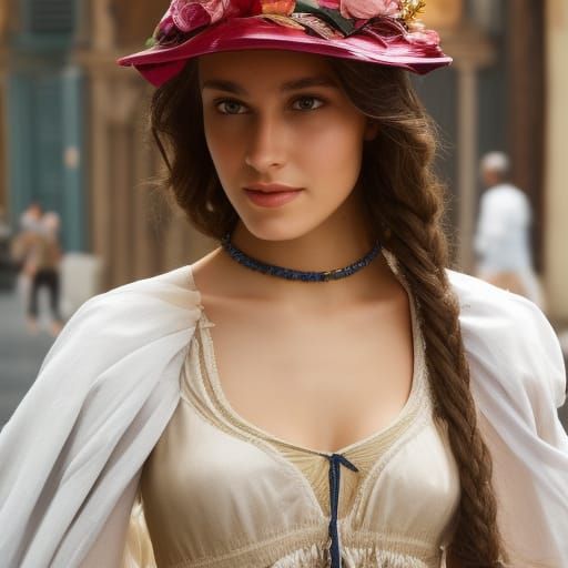 Elegant Sicilian Goddess in a Pastoral Setting