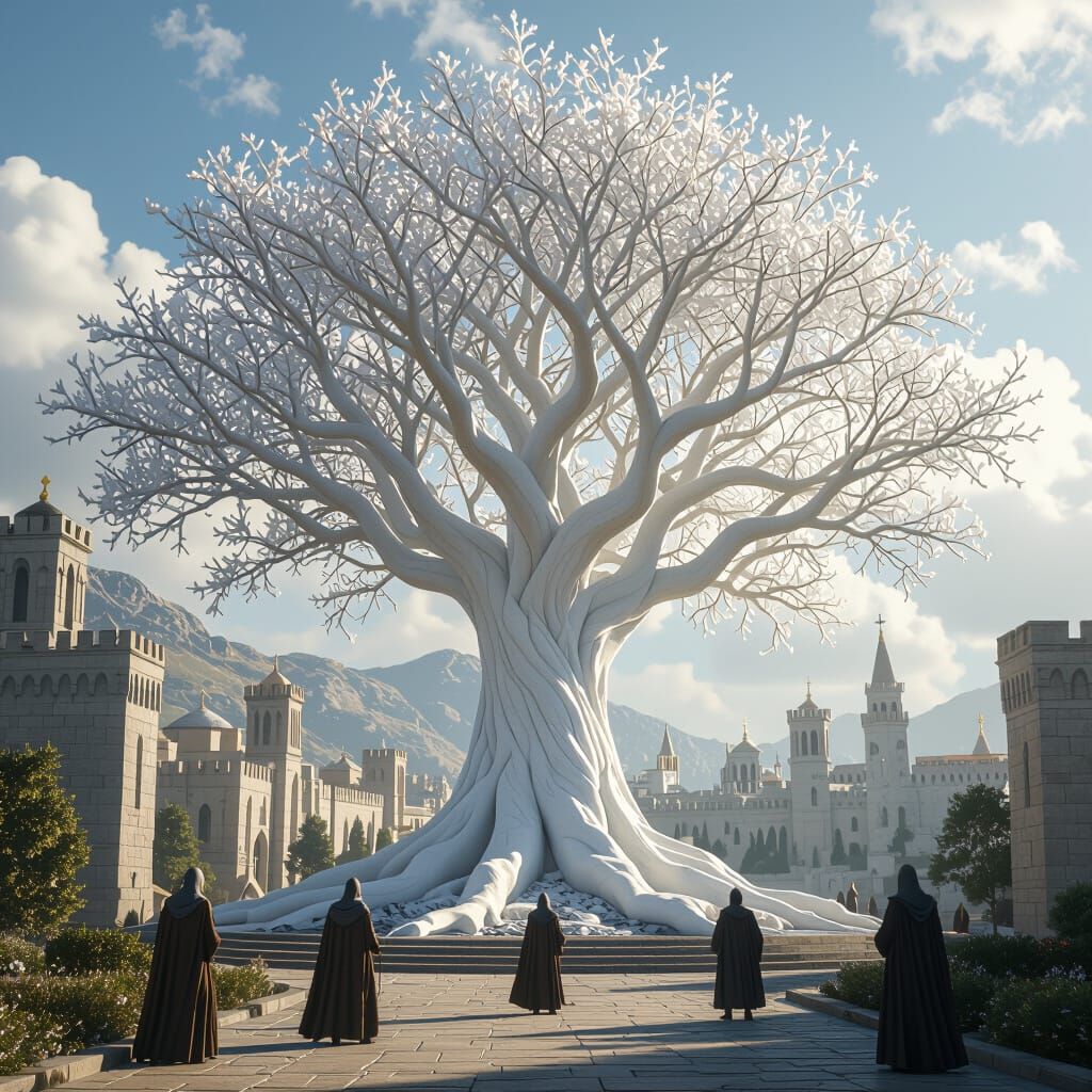 The White Tree Nimloth in Armenelos, Photo-Real Epic Scene