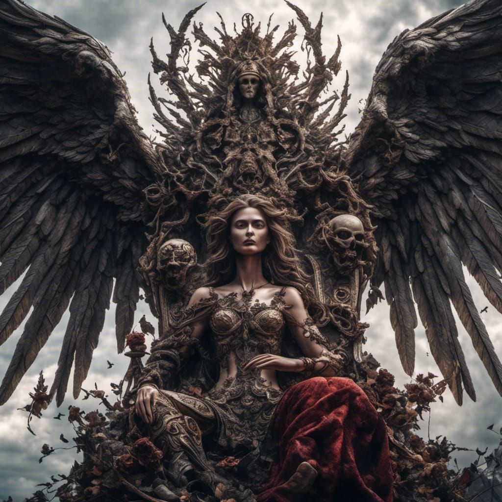 Hyperrealistic Portrait of Heavenly and Hellish Fusion