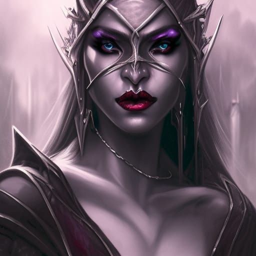 Drow Matriarch Portrait in Ethereal Fantasy Style
