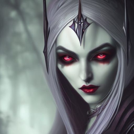 Sinister Drow Matriarch Portrait in Ethereal Fantasy Style