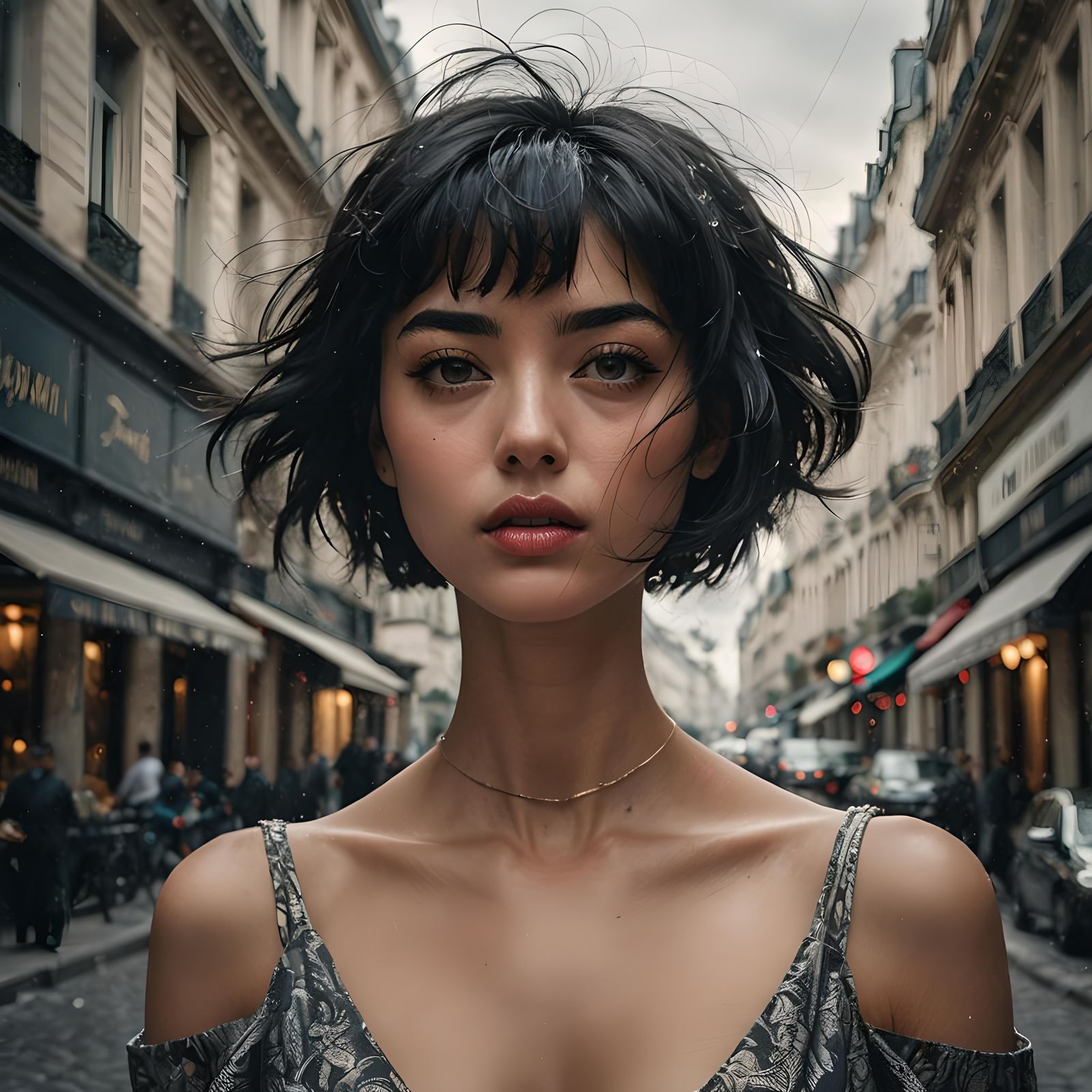 Young Parisian Woman in Moody Atmospheric Portrait