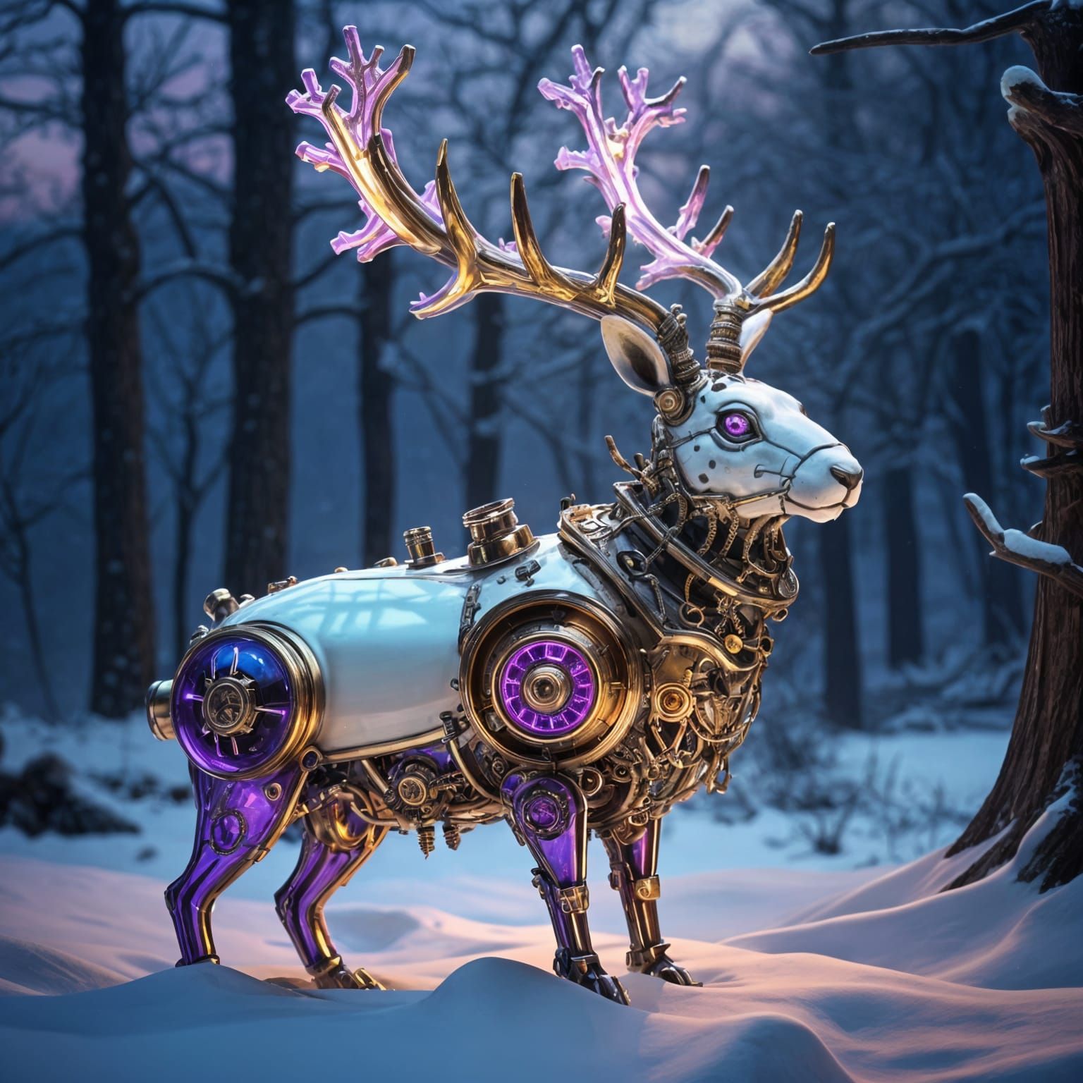 Steampunk Android Jackalope in Majestic Sunset Hush
