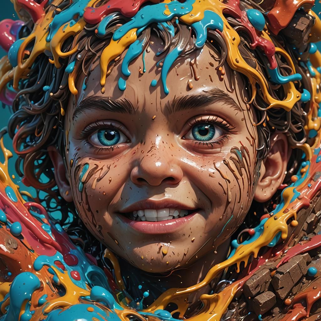 Gigantic Extruded Feces in Hyperrealistic Splash Art