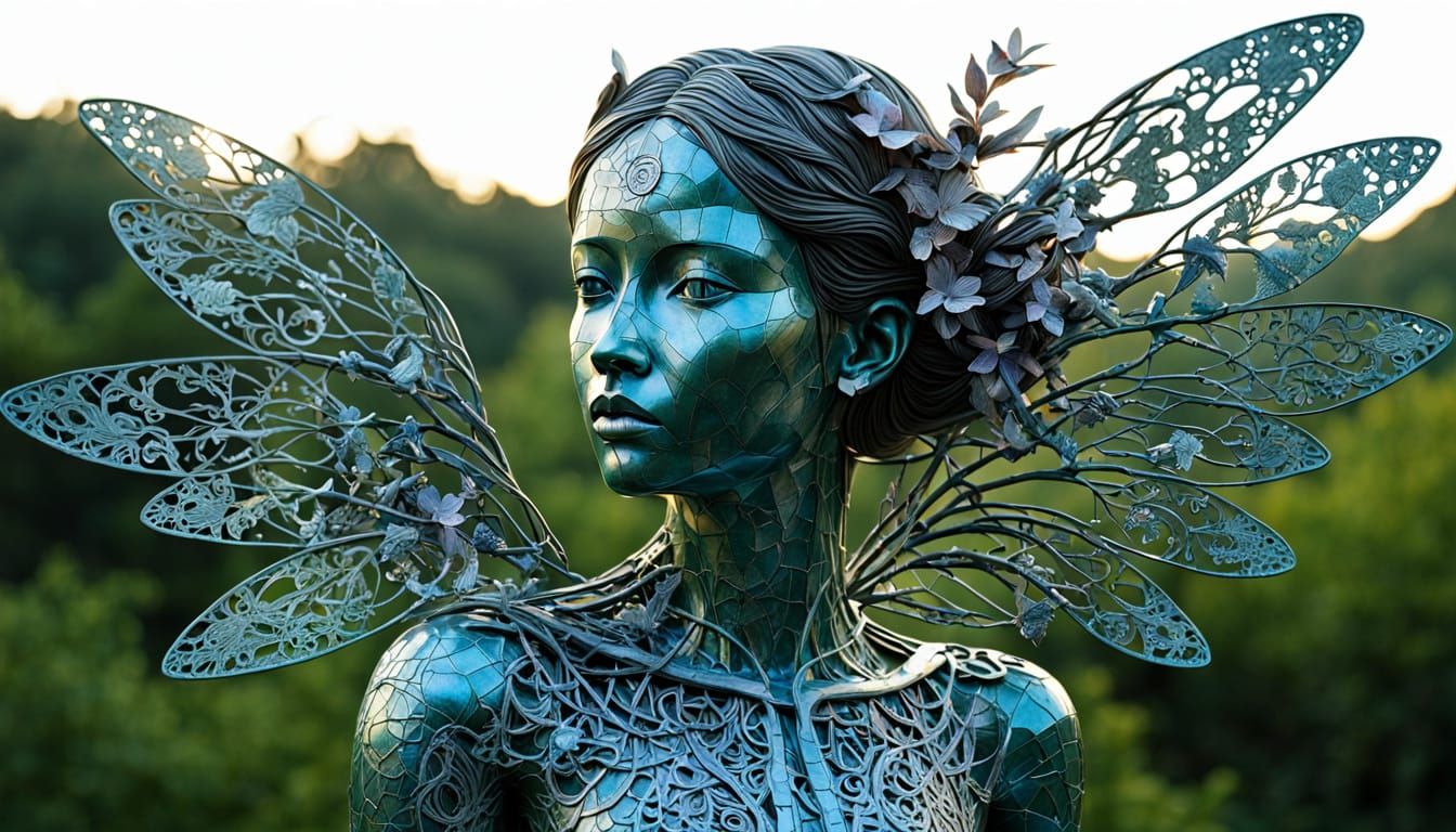 Surreal Goddess Rises from the Forest Floor in Splendid, Iri...