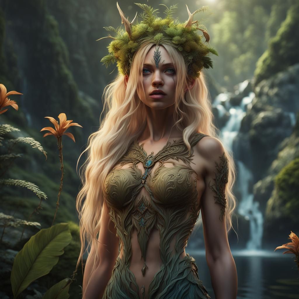 Ethereal Nature Nymph in Vibrant Matte Painting