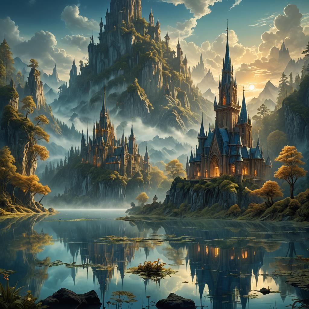 Breathtaking Fantasy Realm in Vibrant, Filmic Style