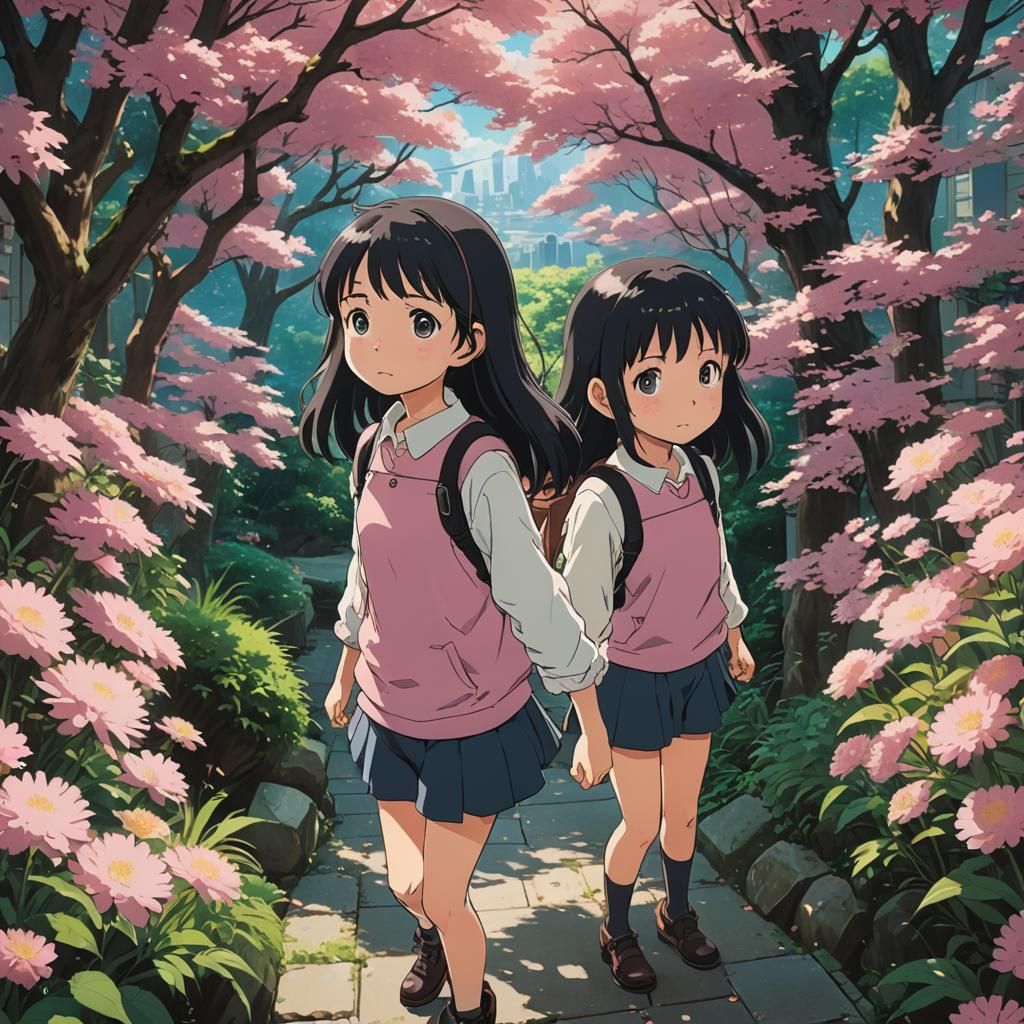 Magical Twins Captured in Whimsical Anime-Inspired Detail