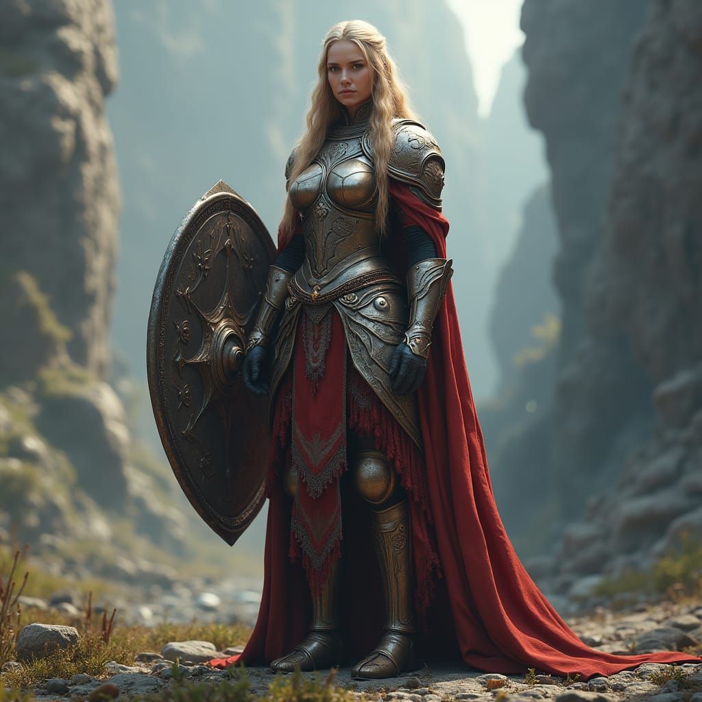 Rohan Shieldmaiden in Photonic Armor, Matte Painting