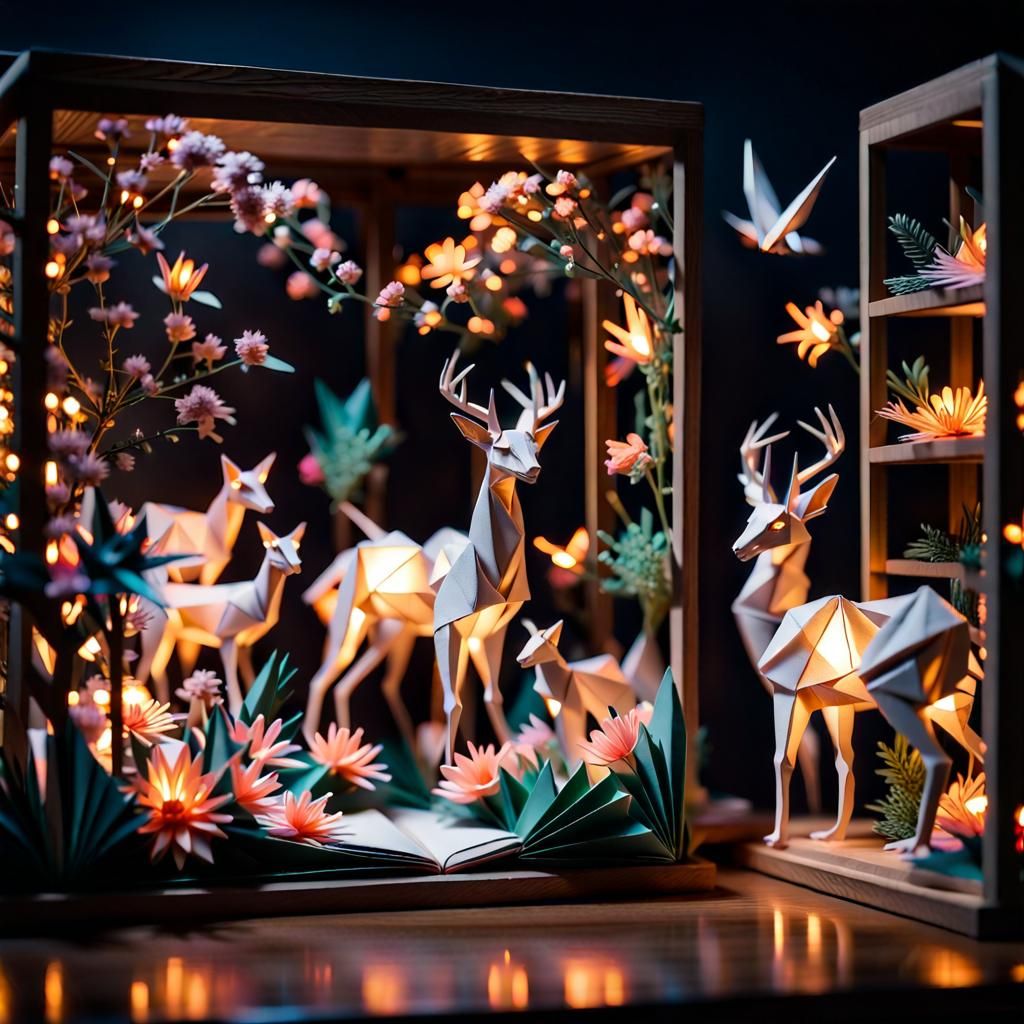 Origami Masterpiece in Ethereal Lighting