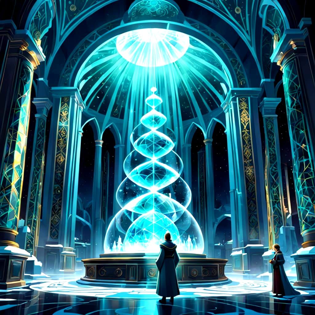 Ethereal Crystal Dome Under Polar Auroras