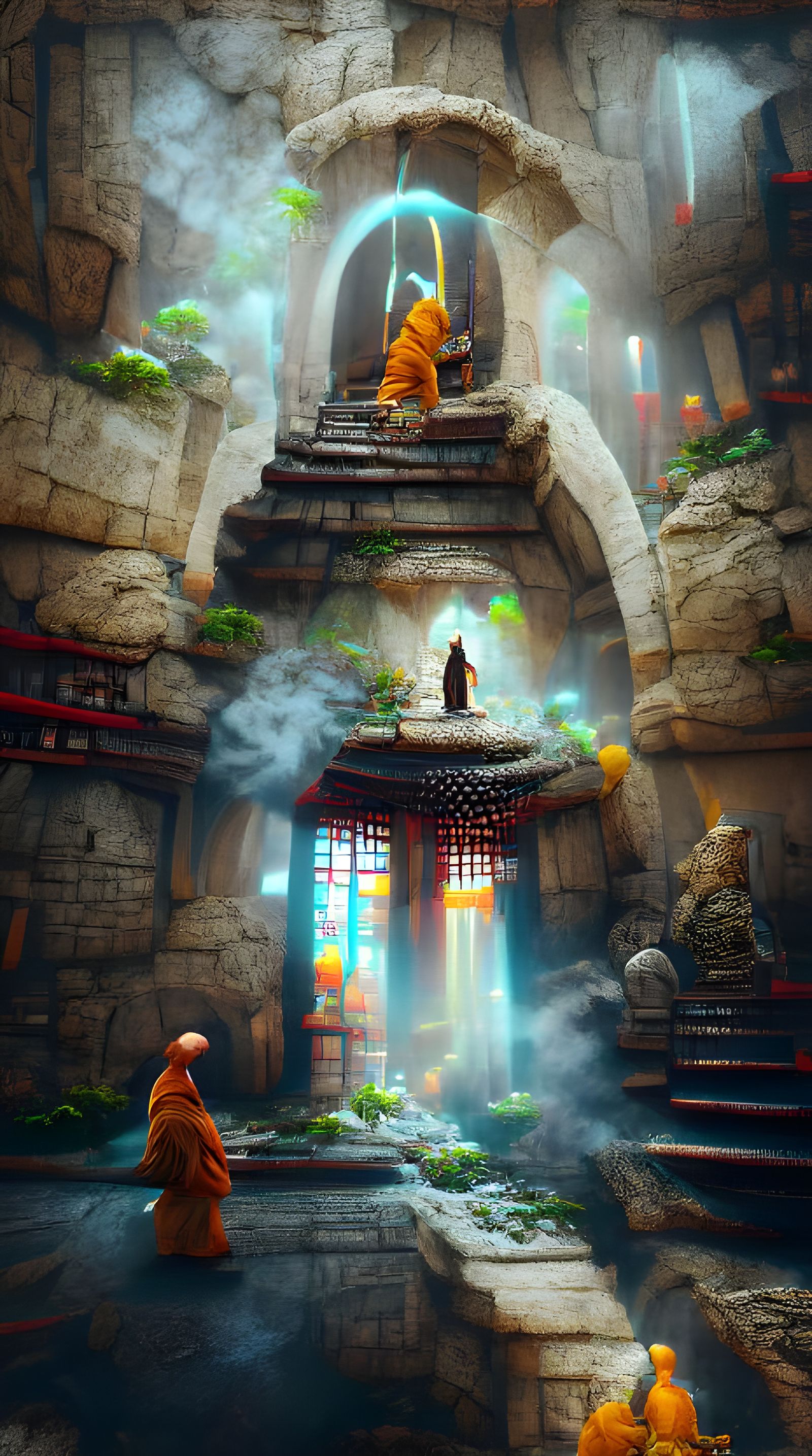 Monks in a temple