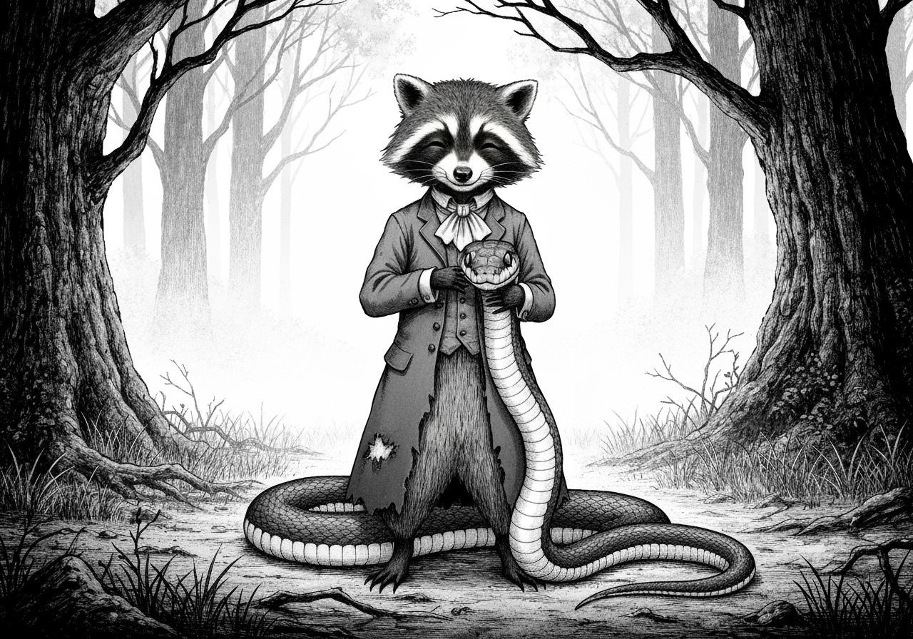 The raccoon and the snake