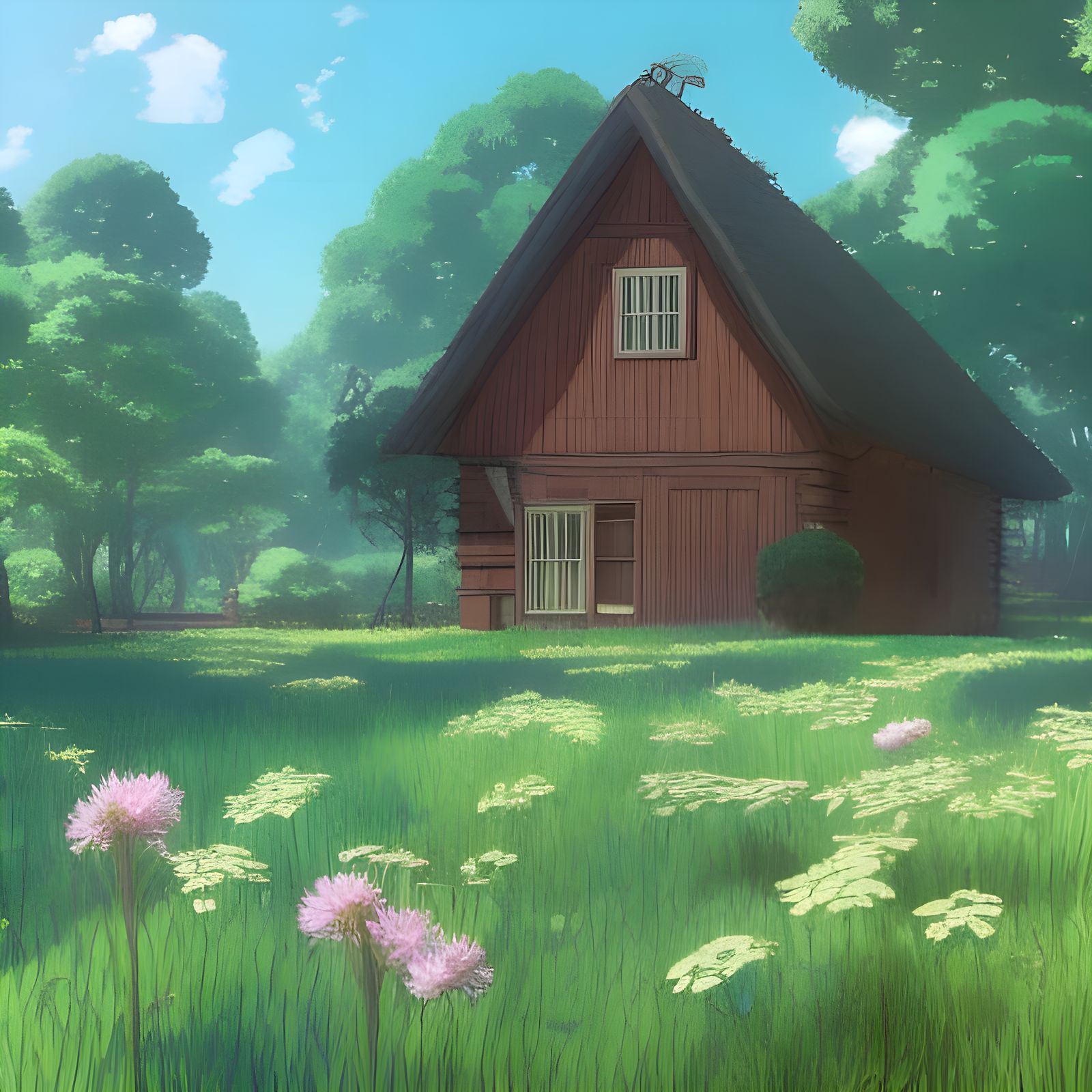 Whimsical Dreamhouse in a Vibrant Village Landscape