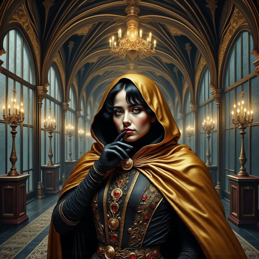 Secretive Thief in Opulent Castle Great Hall
