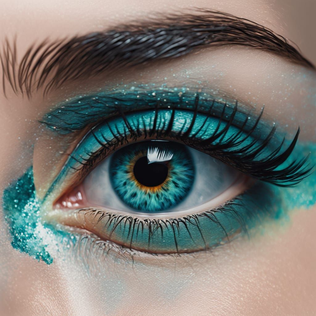 Vibrant Turquoise Eye as Impasto Oil Painting