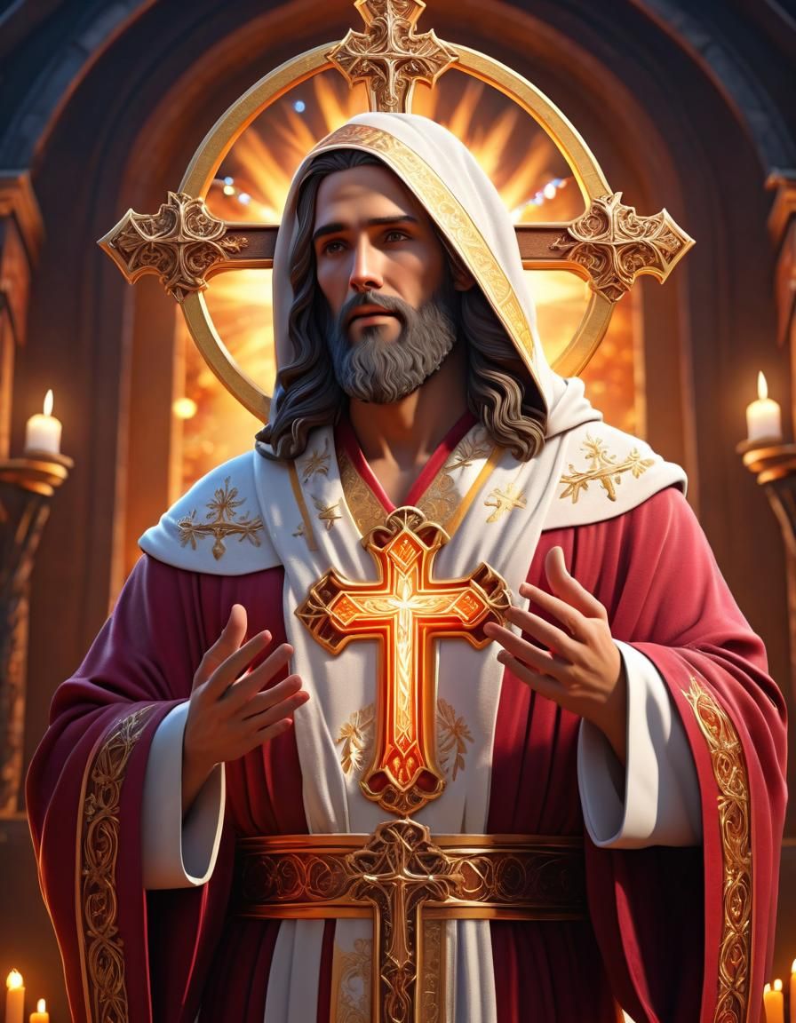 Jesus and the Christian Cross in Deep Color