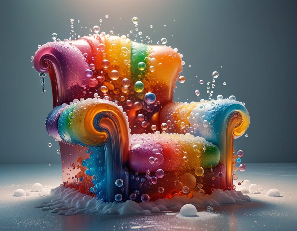 Surreal Liquid Soda Armchair with Ice Cubes