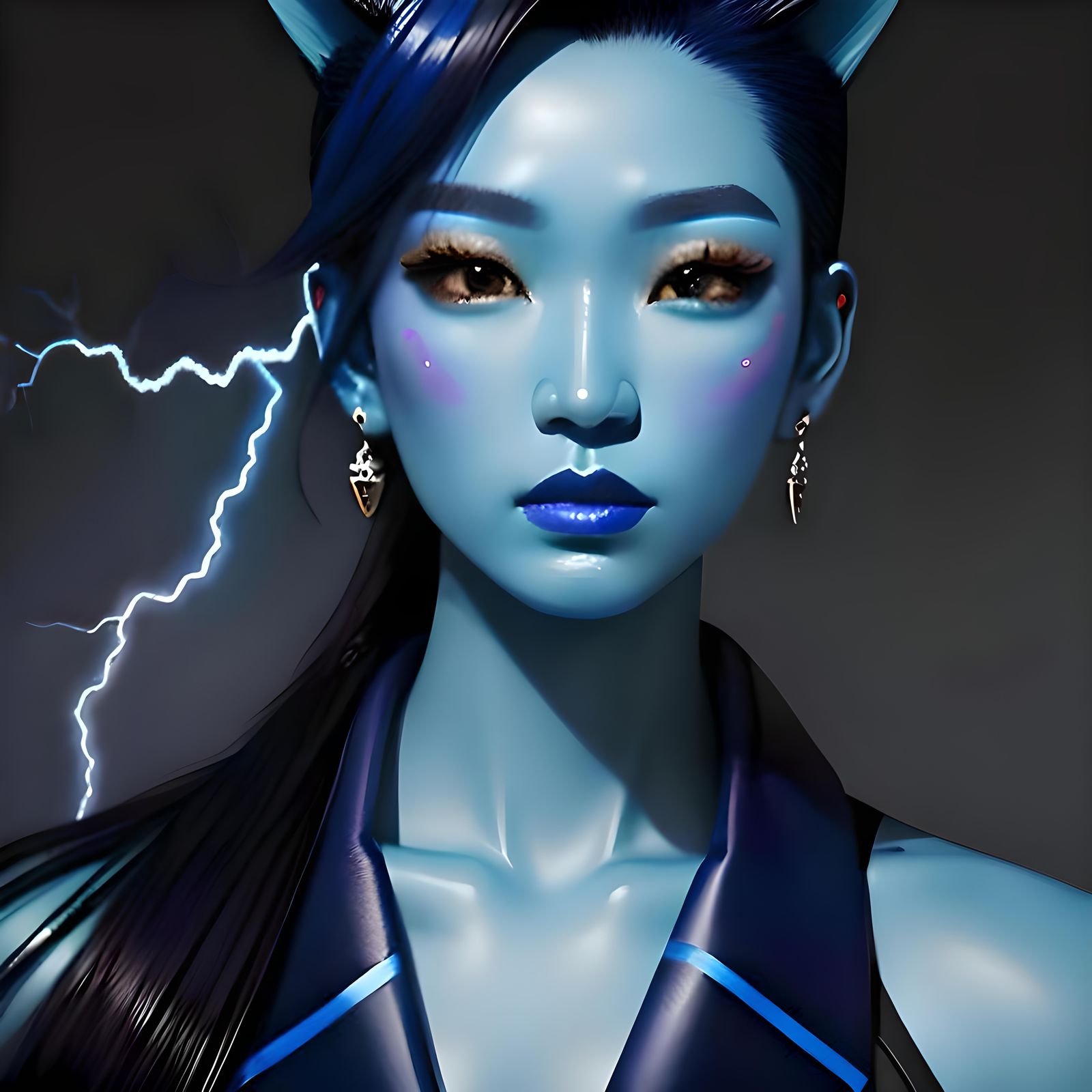 Korean Goddess of the Electric Storm in Oil Painting