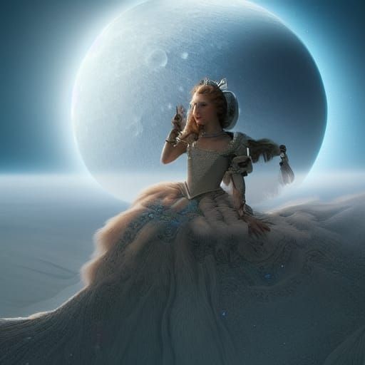 Stunning Lunar Princess in Cinematic Digital Painting