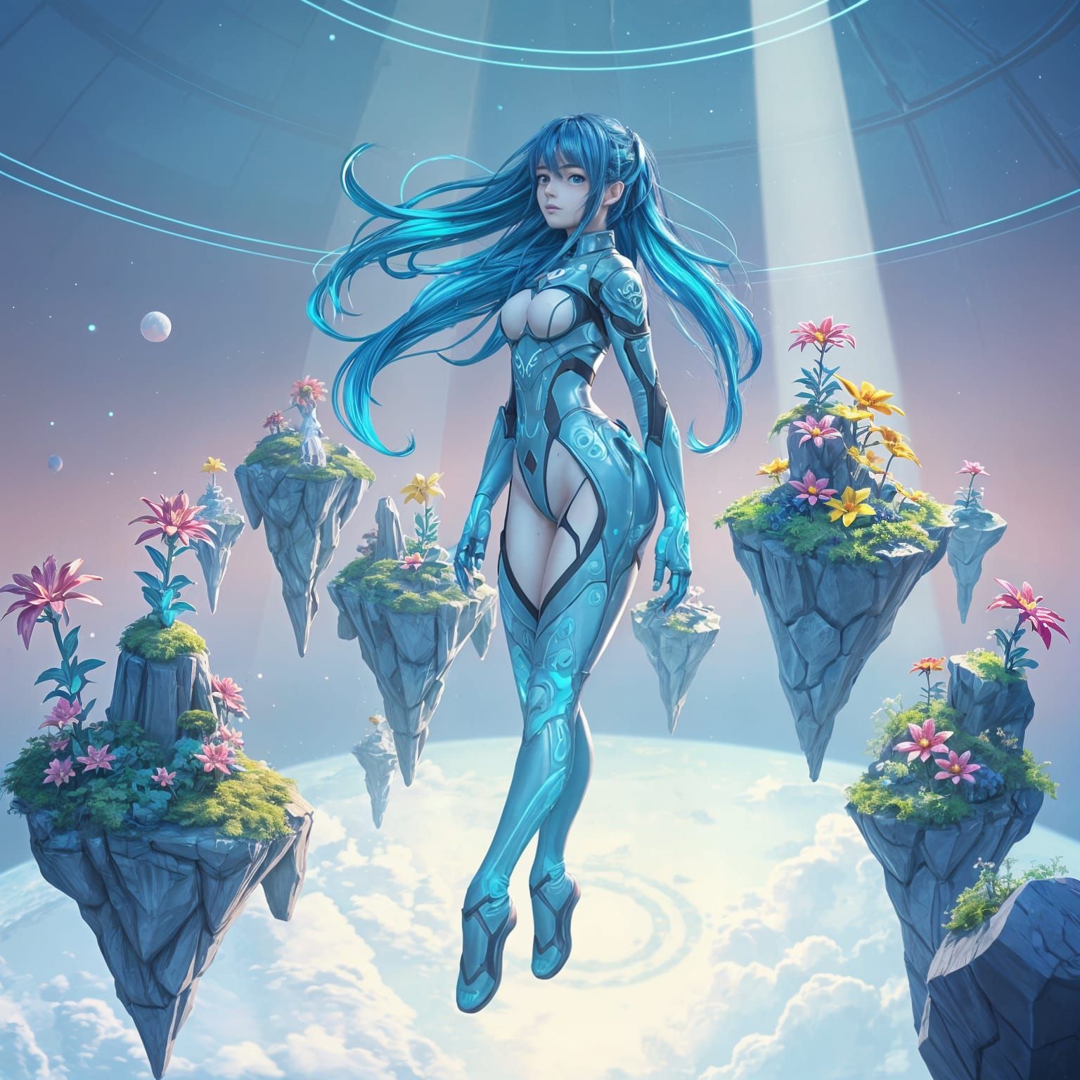 Manga-Inspired Magical Girl in Futuristic Spacesuit