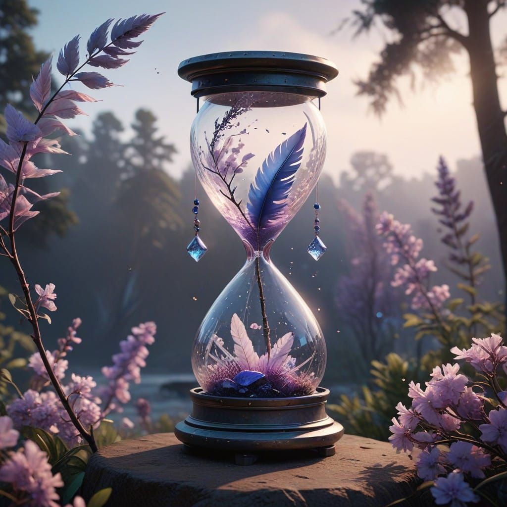 Dreamlike Scene with Swirling Feathers and Pastel Hues