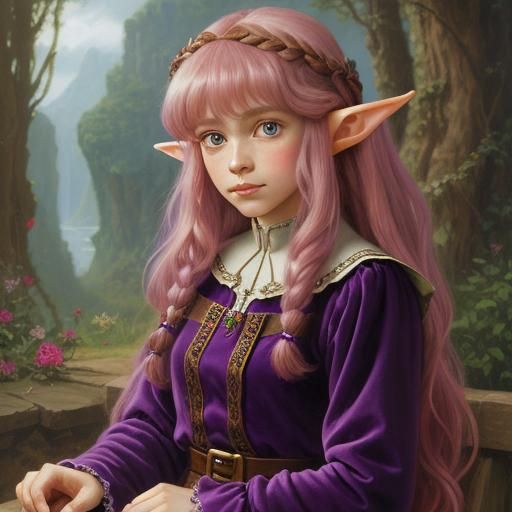 Elf Princess in Regal Oil Painting