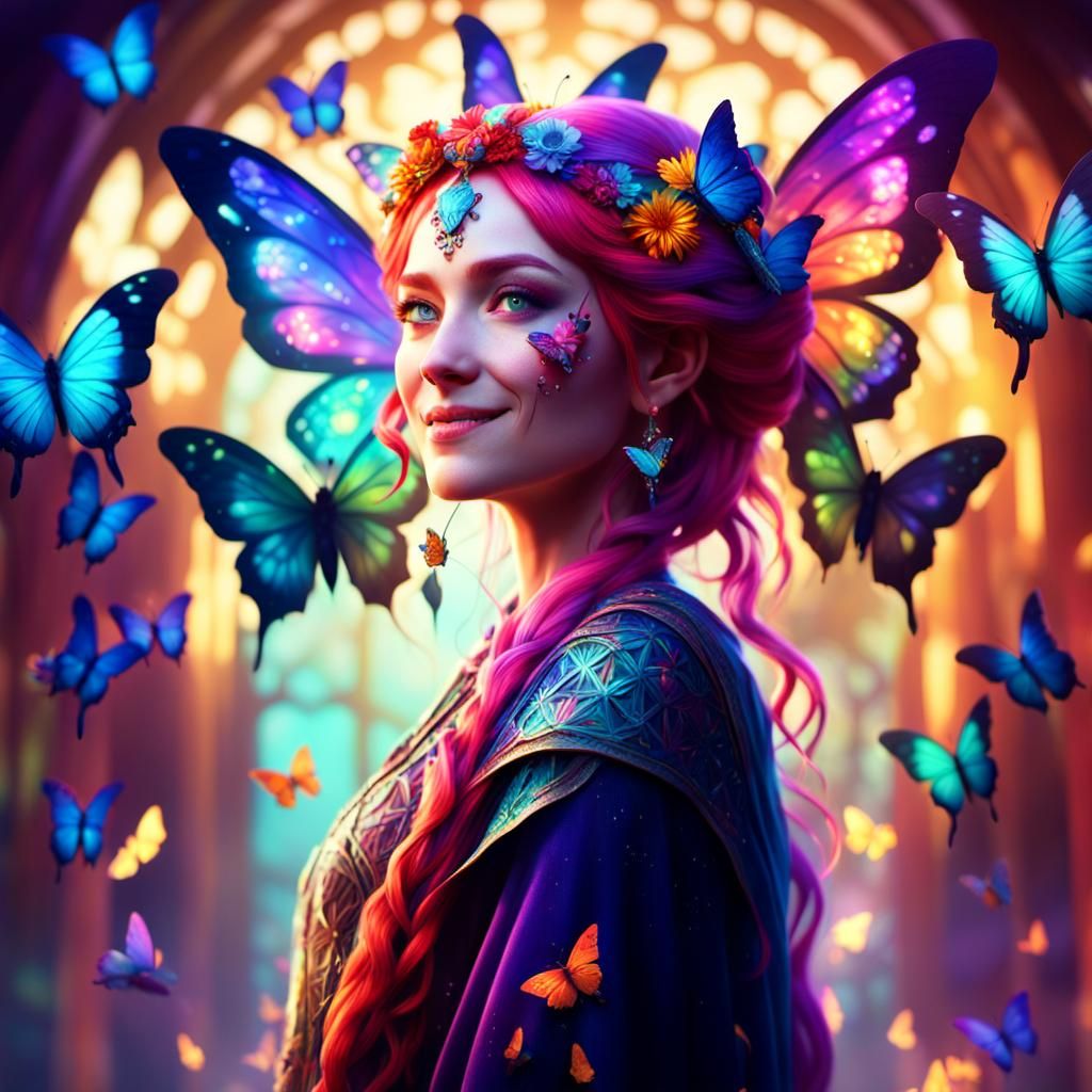 Enchanting Rainbow Lady in Ethereal Whimsy