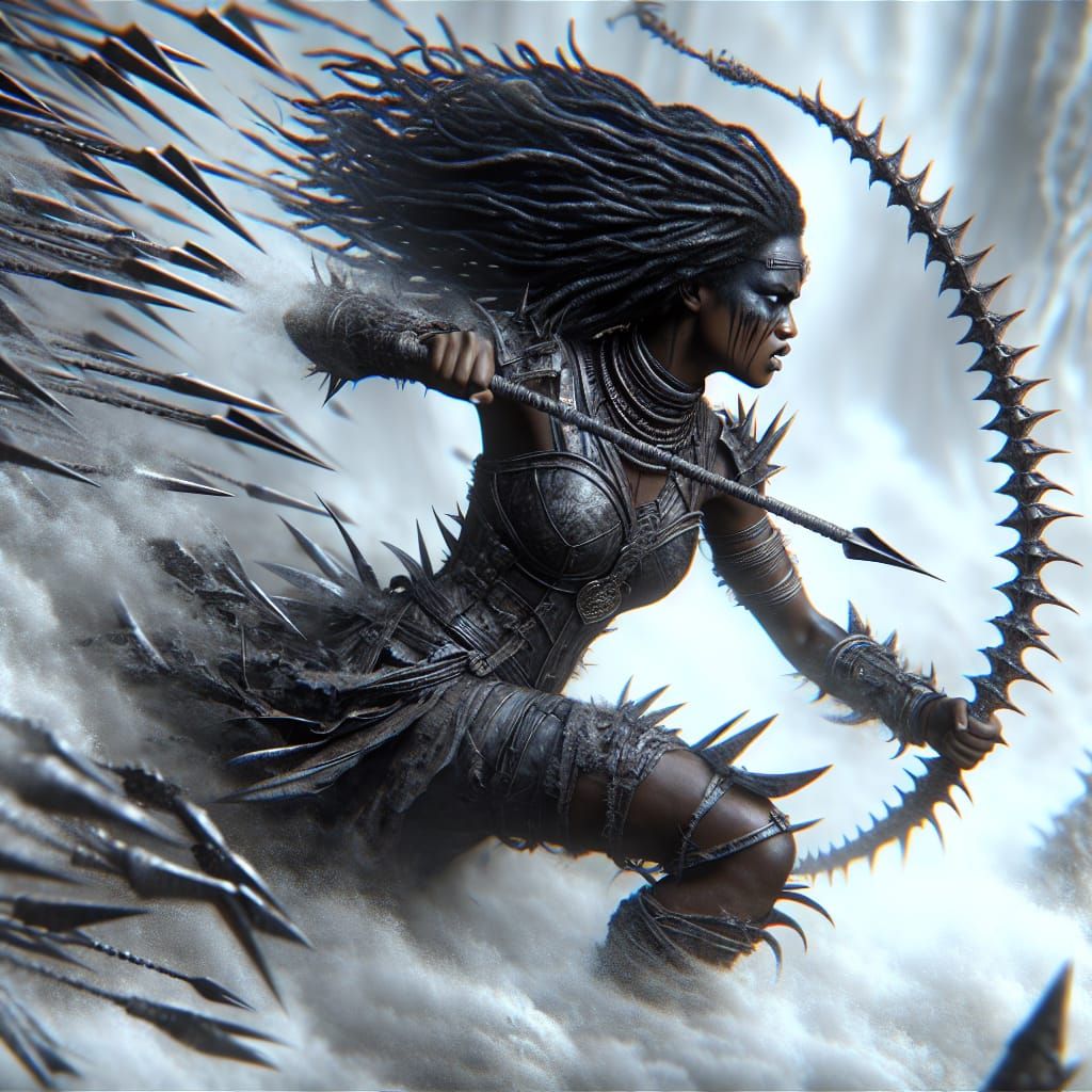 Ethereal Fantasy Warrior in 3D-Rendered Combat