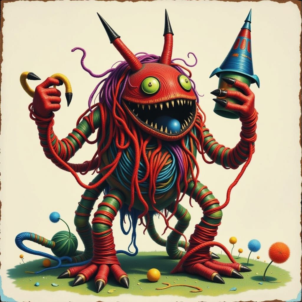 Yarn Monsters Play in Dreamy Meadow