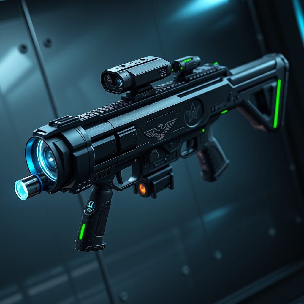 Sleek Modular Plasma Rifle in Cyberpunk Style