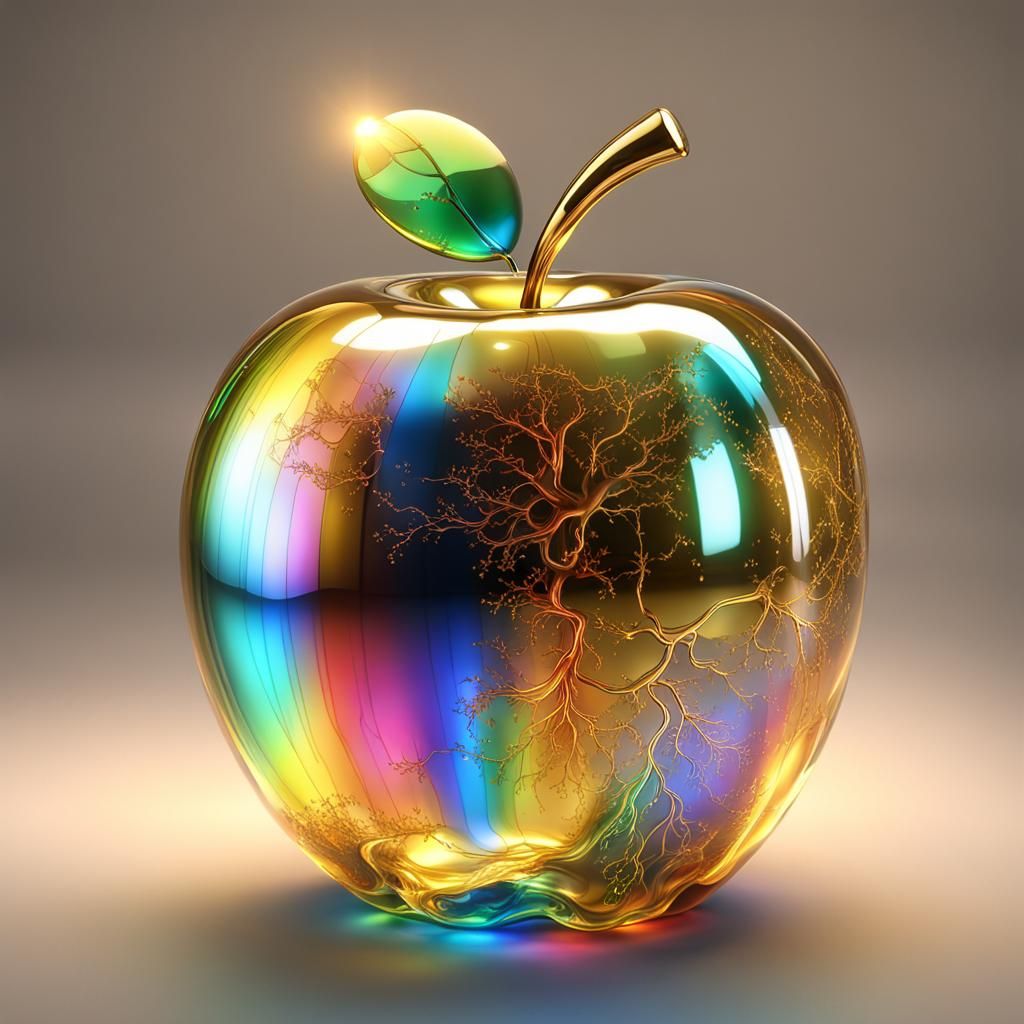 Golden Apple in Vibrant Fantasy Style