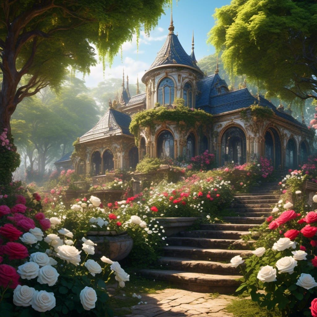 Ethereal Fantasy Rose Garden Scene in Unreal Engine 5