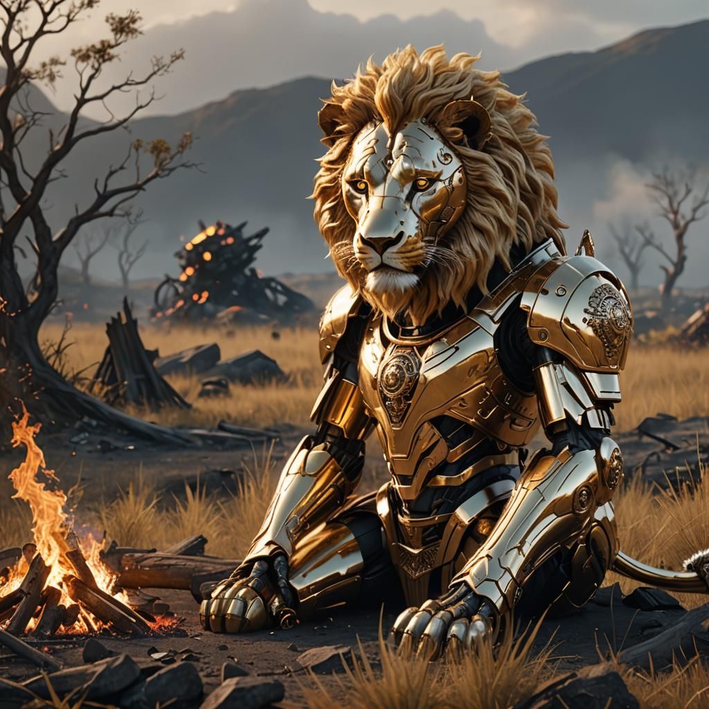 Golden Lioness by Futuristic Bonfire