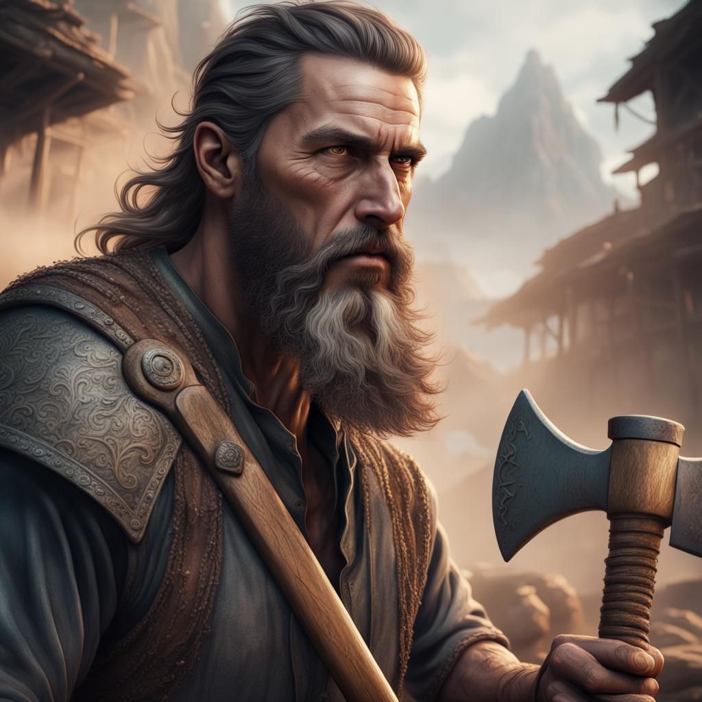 Aged Laborer in Ancient Times, Rendered in 8k Splendor