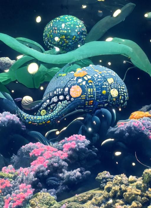 Majestic Space Ship Engulfed by a Colossal Sea Monster in a...