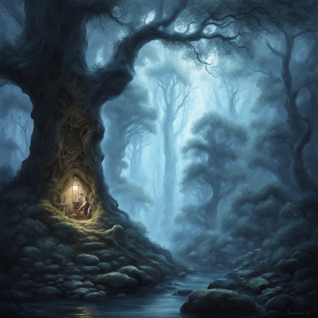 Ethereal Enchanted Forest with Glowing Runes