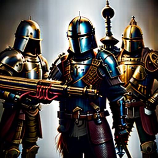 Mandalorian Warrior Surveys Futuristic Medieval City from Wo...