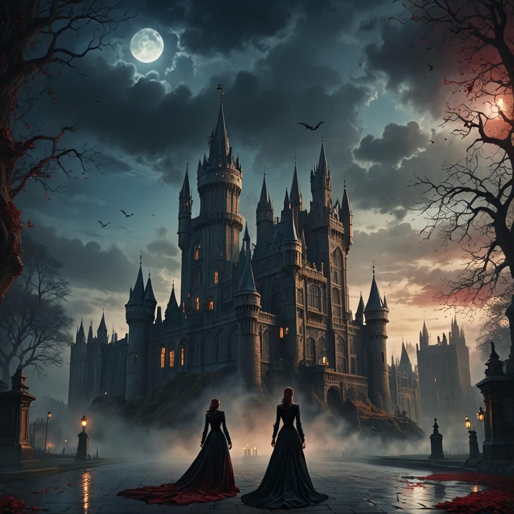 Gothic Castle Revealed in Dark, Muted Fantasy
