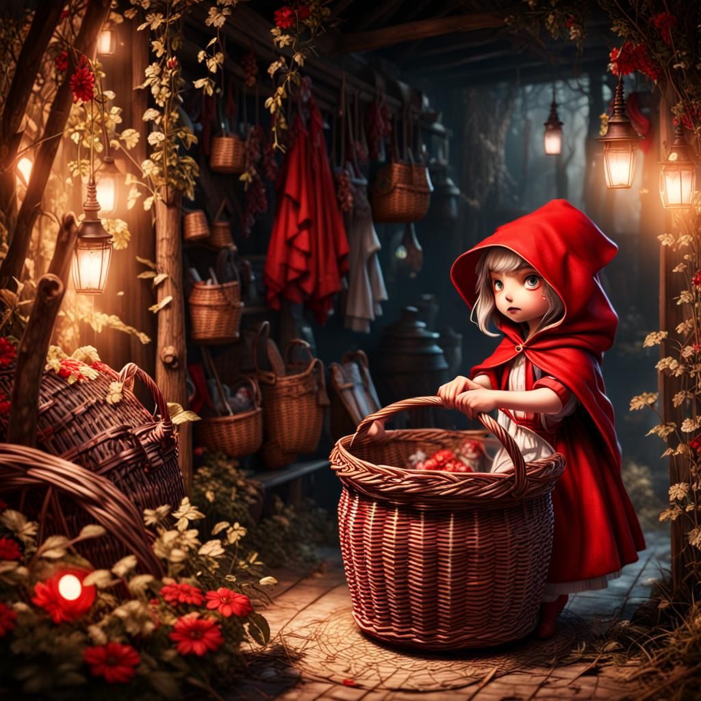 Dark Fairy Tale Scene with Intricate Patterns and Maximalist...