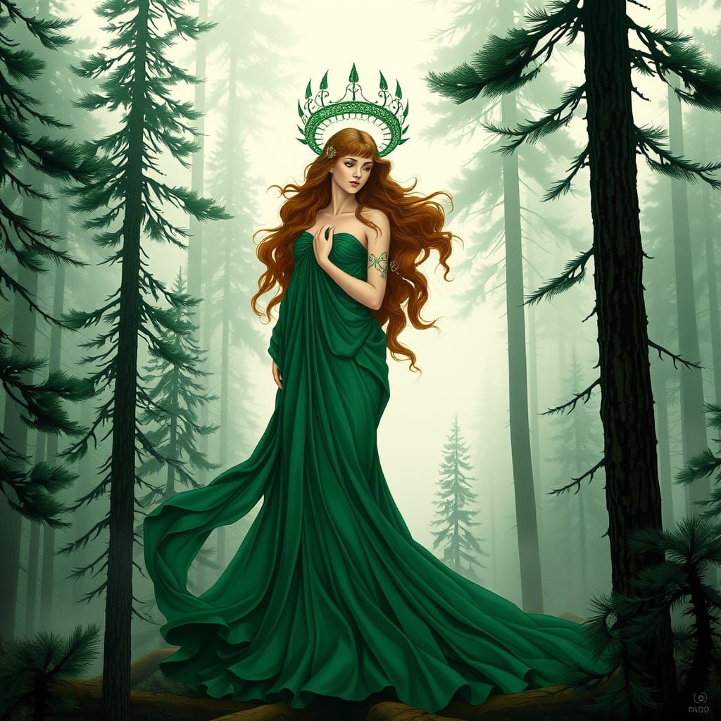 Ethereal Goddess in Emerald Forest