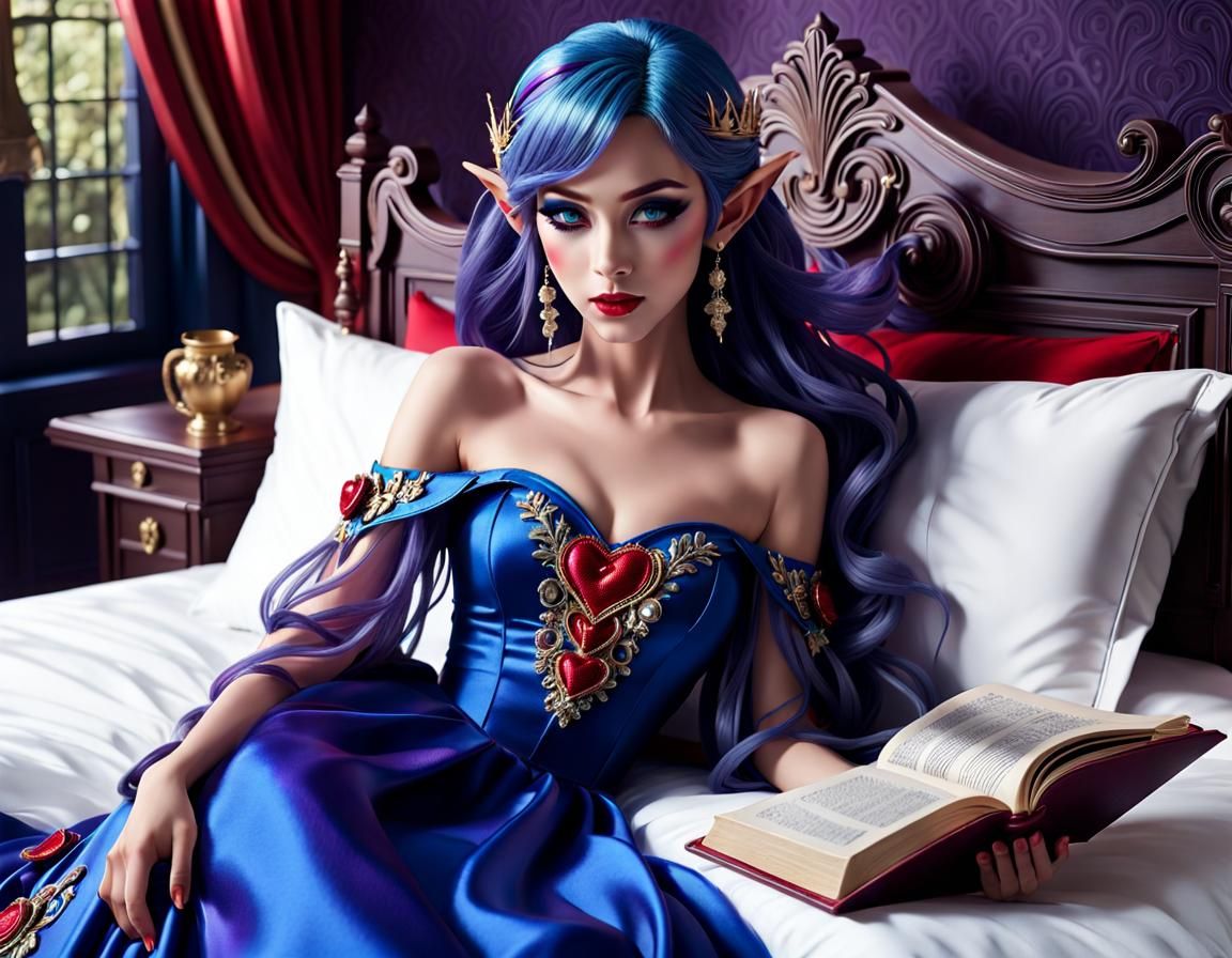 Surreal Happy Elf in Luxury Bedroom