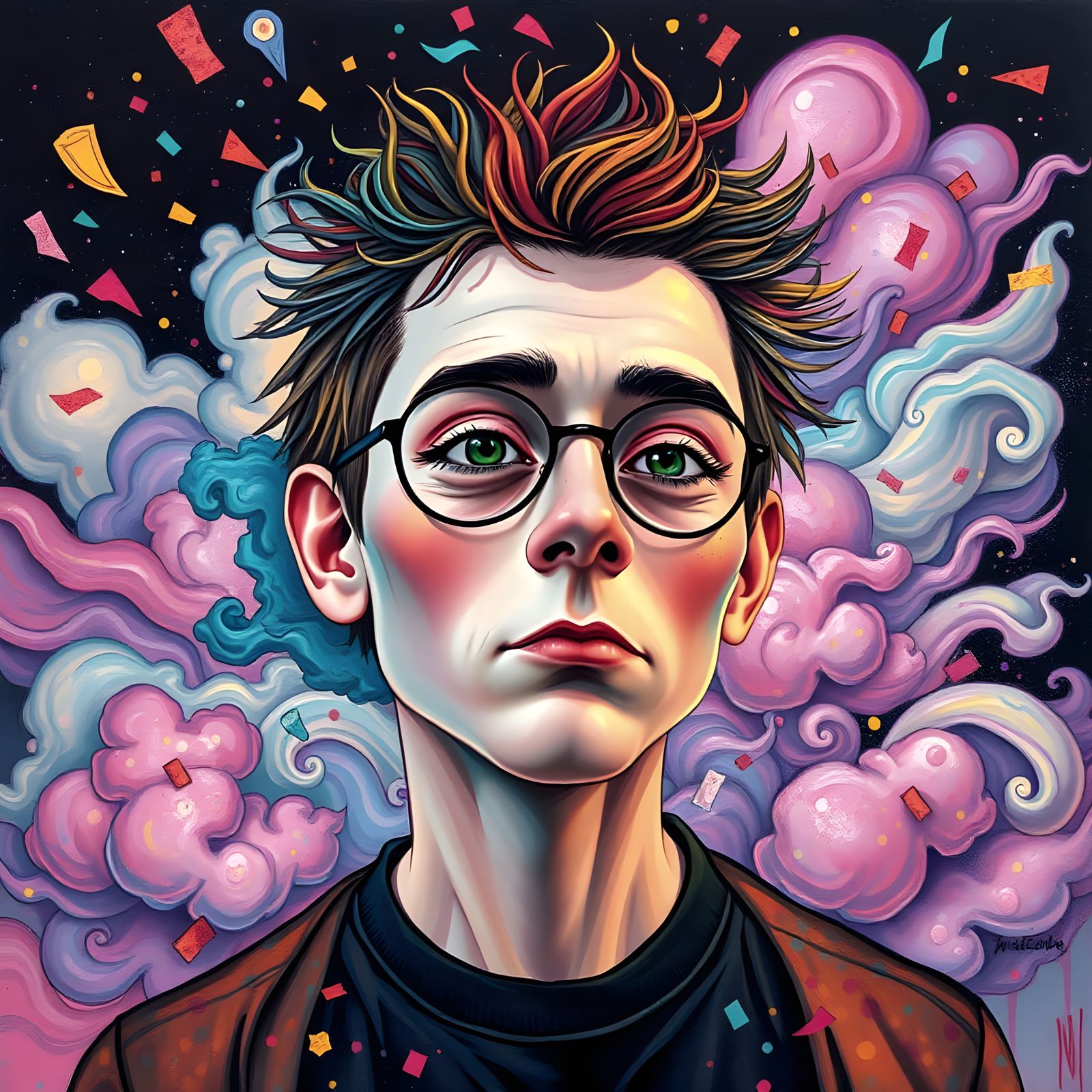 Whimsical Portrait of Neurodivergent Individual in Vibrant I...