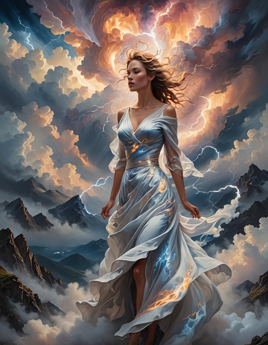 Majestic Storm Goddess Ascends the Mountain