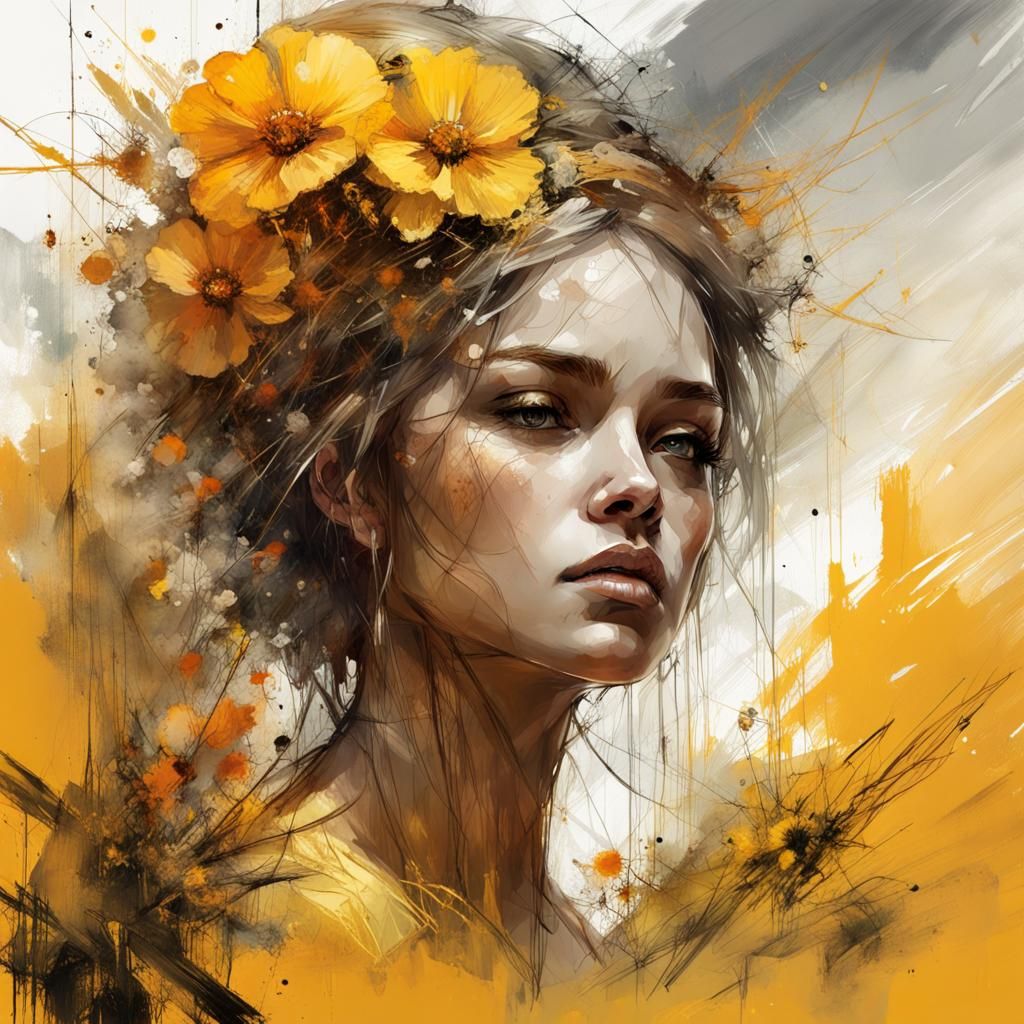 Vibrant Citrine Goddess in a Crystal Geode