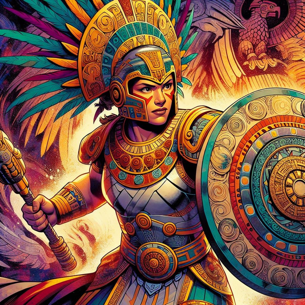 Aztec Warrior Goddess Empowers with Strength and Wisdom