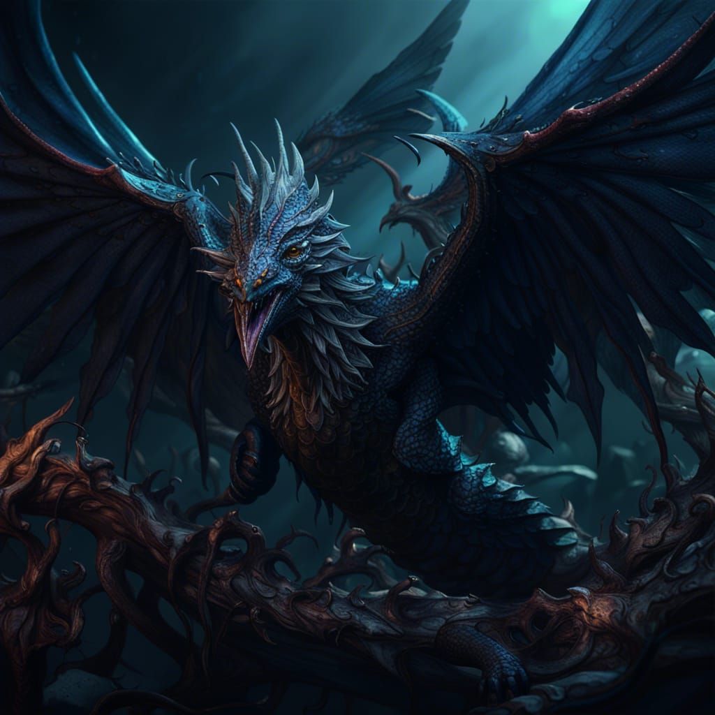 Mystical Leviathan Takes Flight in Deep Fantasy Scene