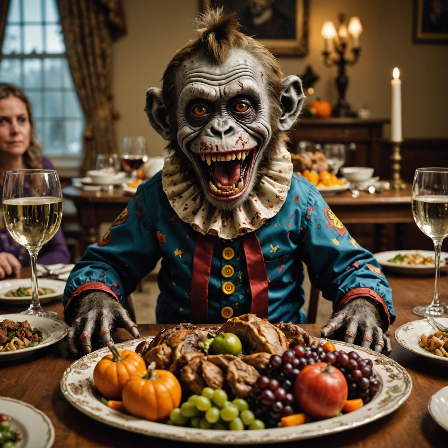 Chilling Zombie Monkey Monster Thanksgiving Feast