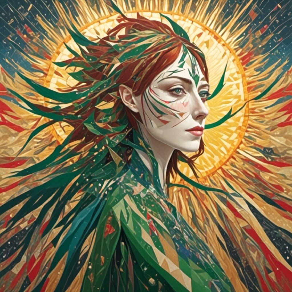 Surreal Peppermint Snowscape with a Shattered Sun