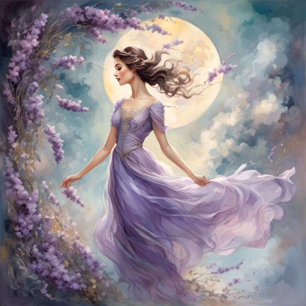 <lora:Ornate Crystals:1.0> Girl in a lavender dress 7